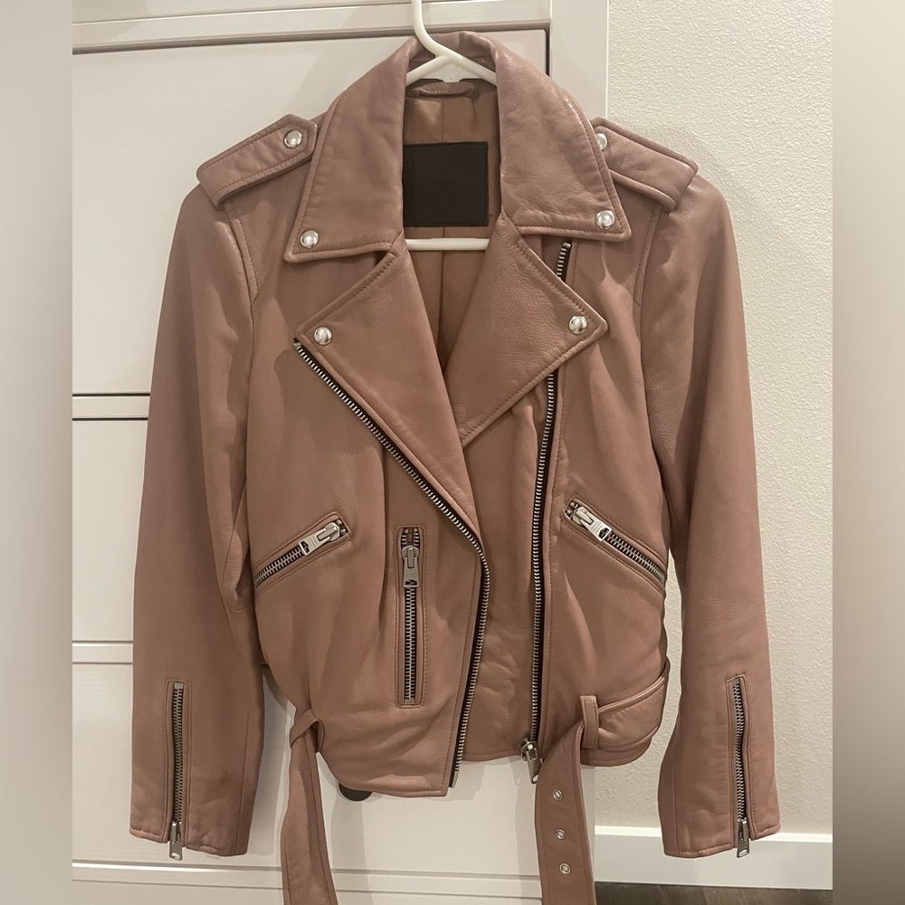 All Saints Blush Leather Biker Jacket